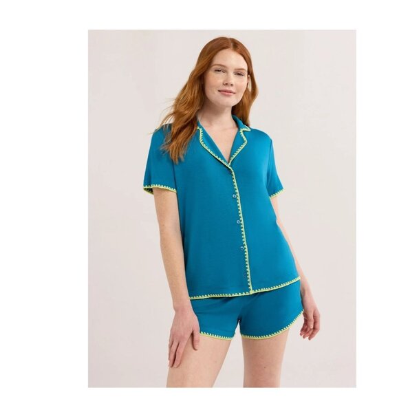 NWT Women’s Short Sleeve Notch Pajama Set – Size Small (4-6) - Picture 1 of 6